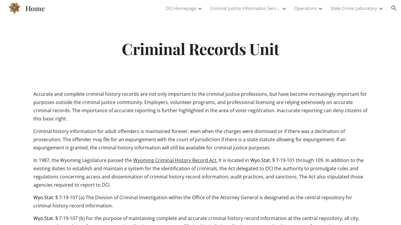 Home - Criminal Records Unit - Wyoming