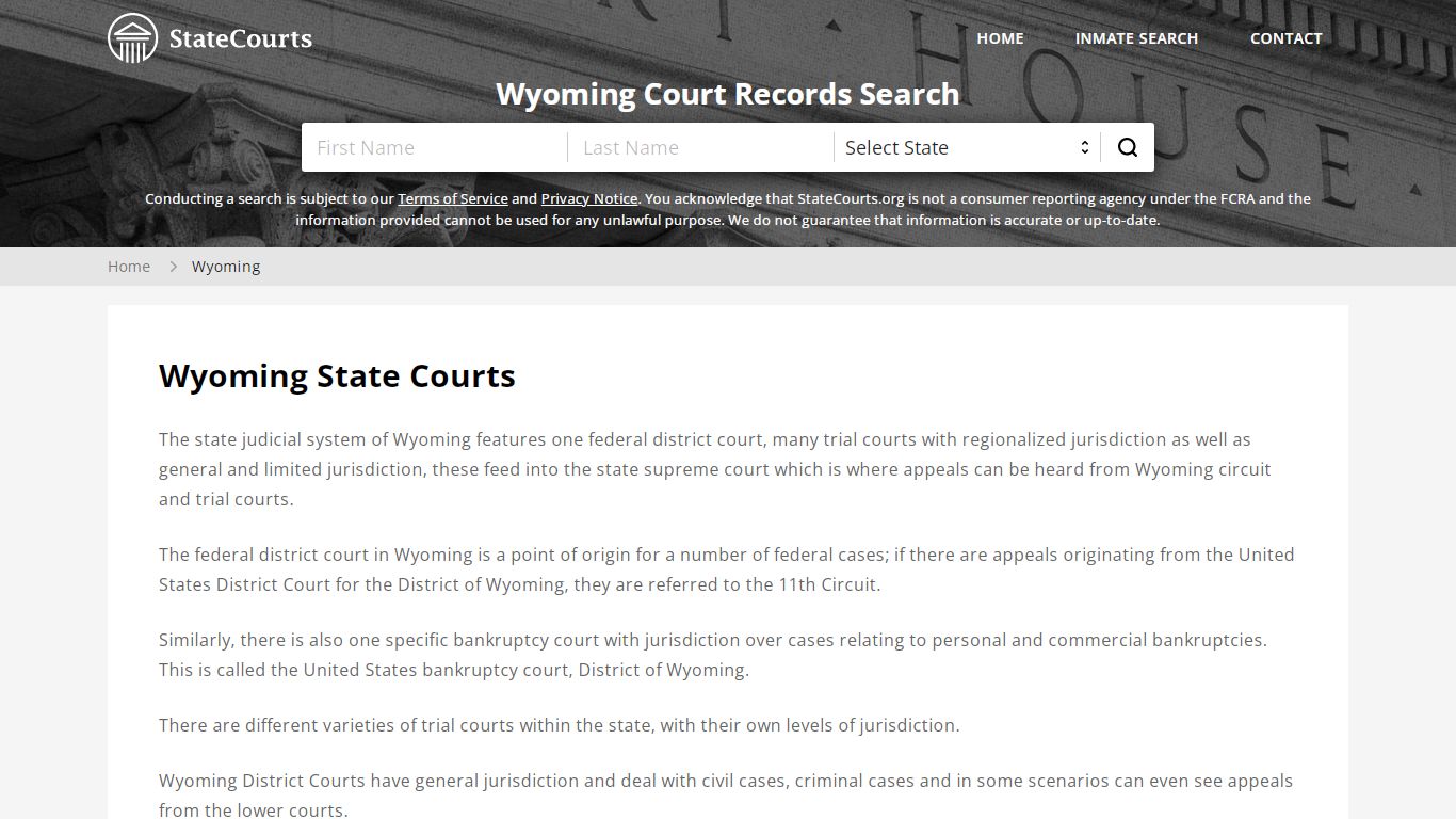 Wyoming Court Records - WY State Courts